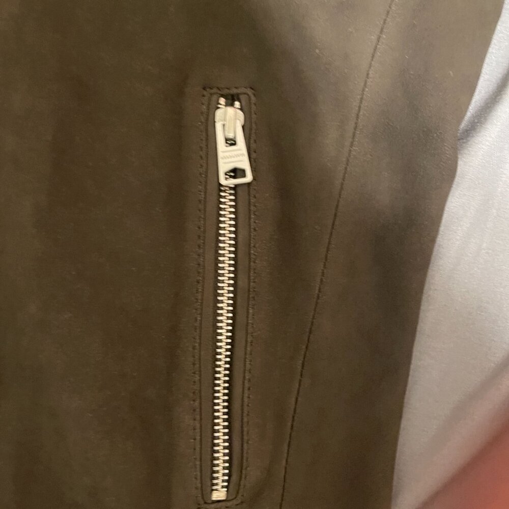 All Saints Cora Suede Leather jacket XS dark olive NWT MSRP $600 - Picture 4 of 11